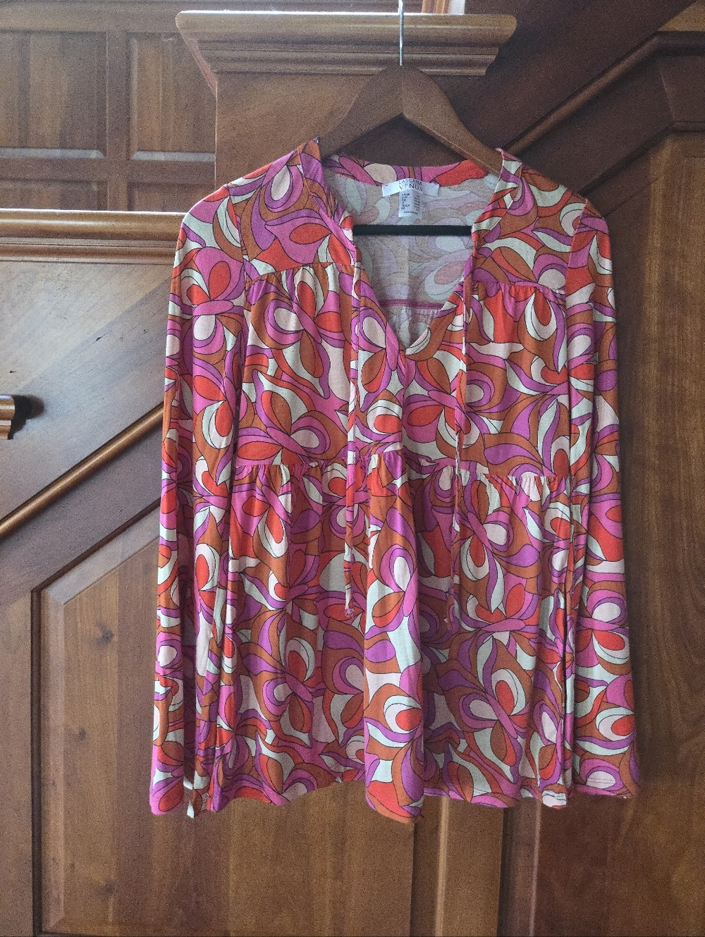 Lascana For Venus  Retro Print Blouse With Bell Sleeves